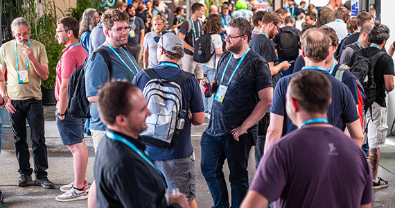 People has conversation on conference